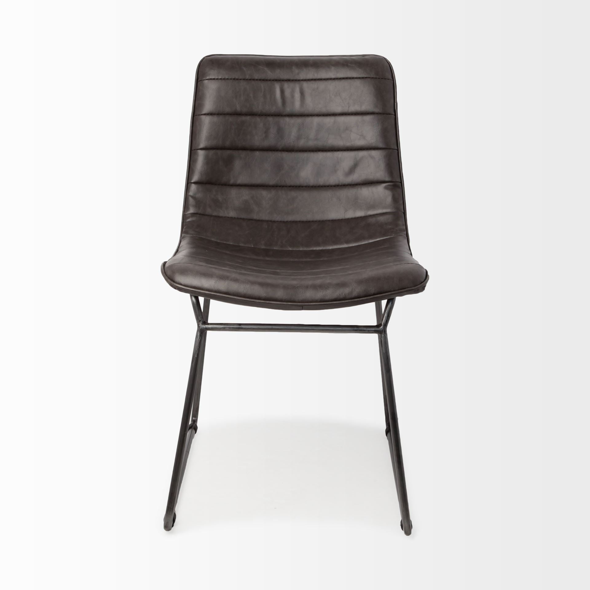 Set Of Two Black Upholstered Faux leather Side Chairs HomeRoots