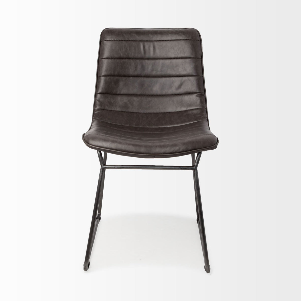 Set Of Two Black Upholstered Faux leather Side Chairs HomeRoots