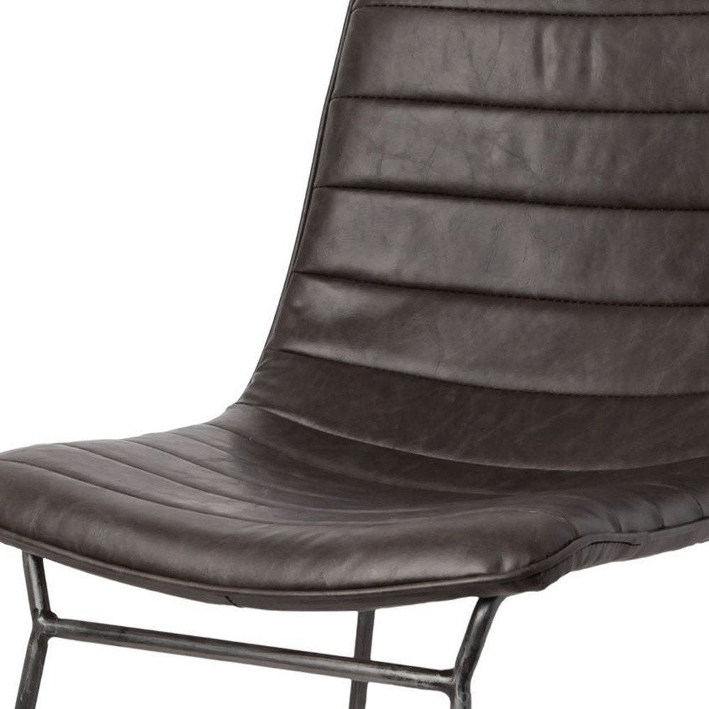Set Of Two Black Upholstered Faux leather Side Chairs HomeRoots