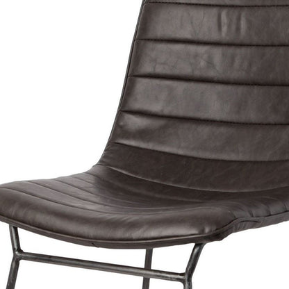Set Of Two Black Upholstered Faux leather Side Chairs HomeRoots