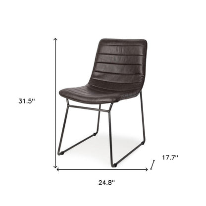 Set Of Two Black Upholstered Faux leather Side Chairs HomeRoots