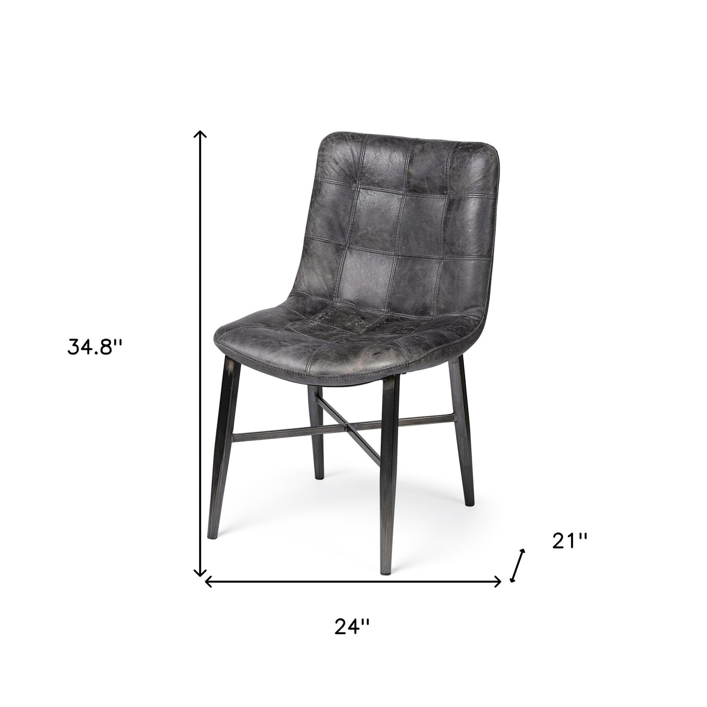 Black Upholstered Leather Dining Side Chair
