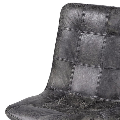 Black Leather Seat With Black Metal Frame Dining Chair