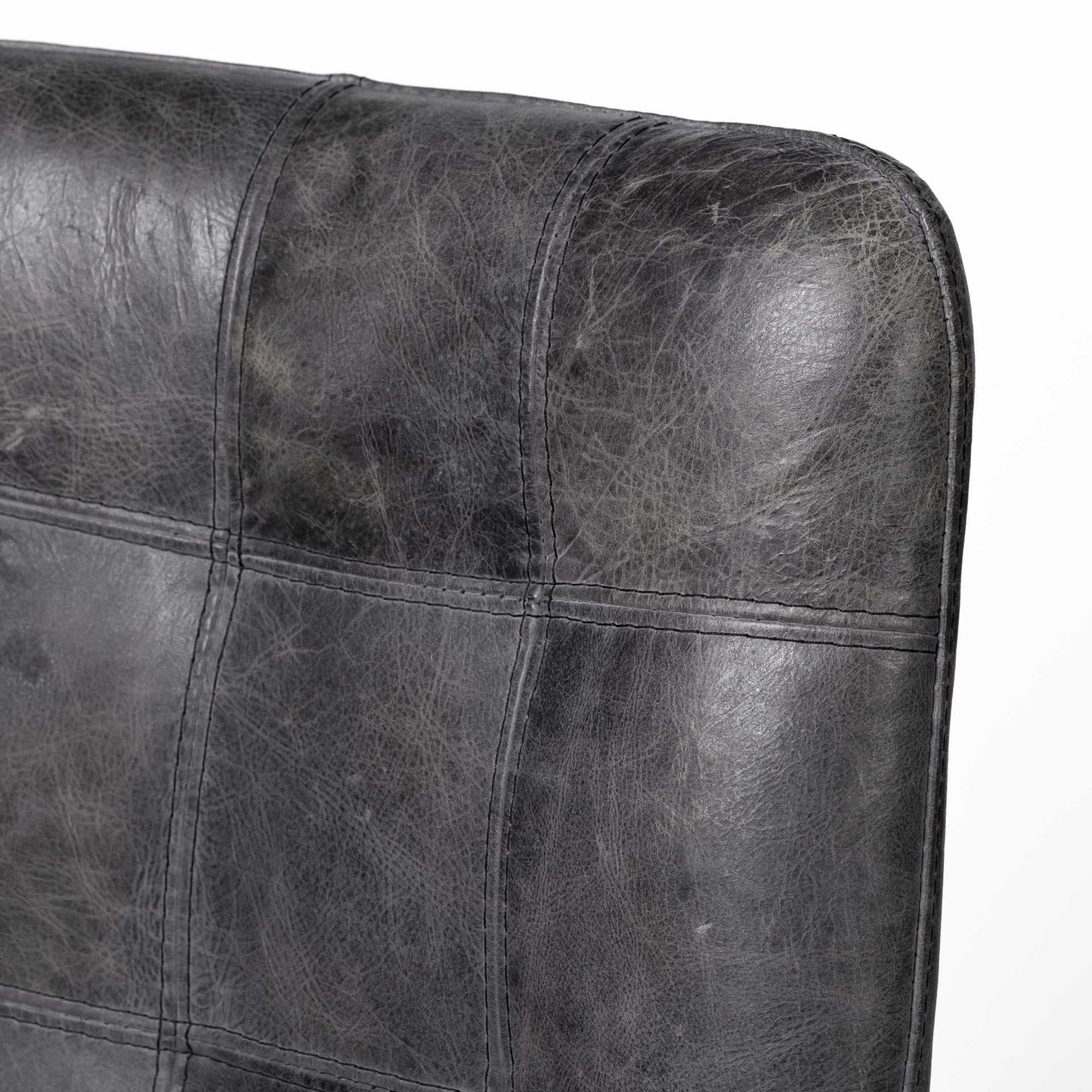 Black Upholstered Leather Dining Side Chair