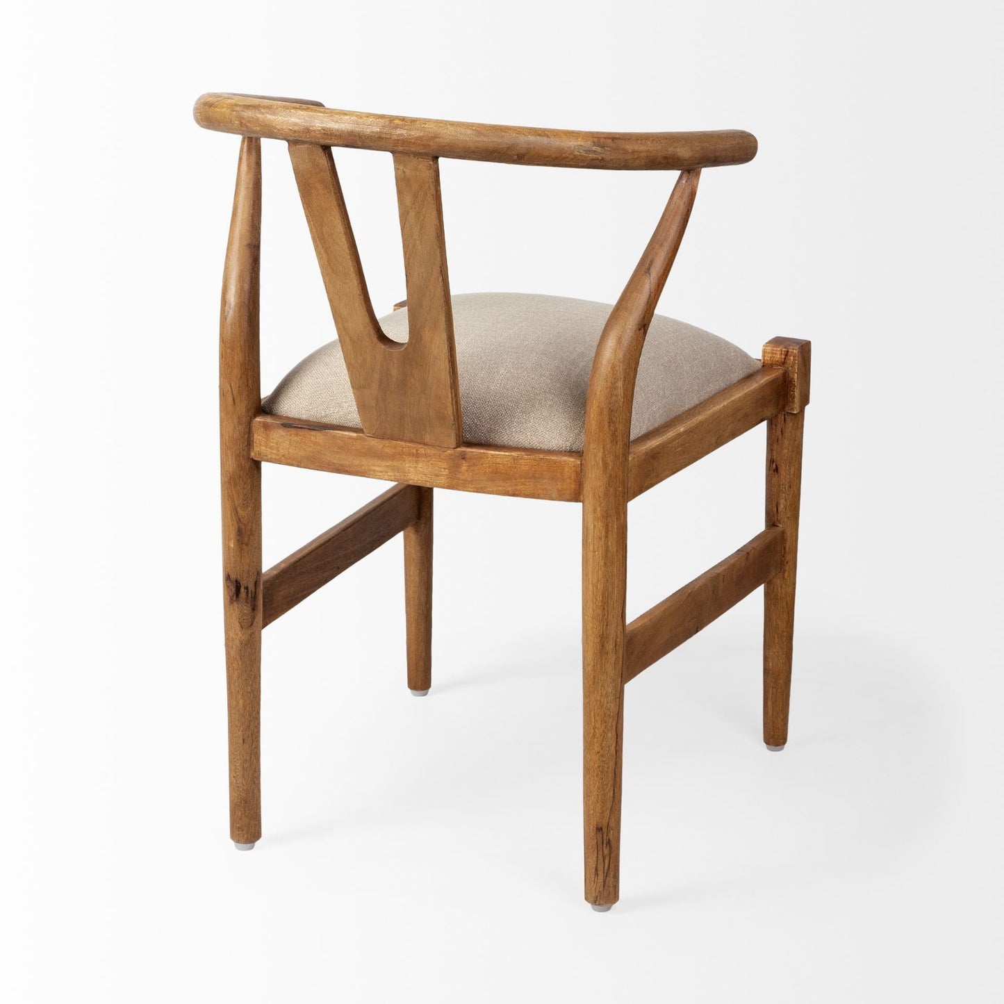 Beige And Brown Upholstered Fabric Wishbone Back HomeRoots