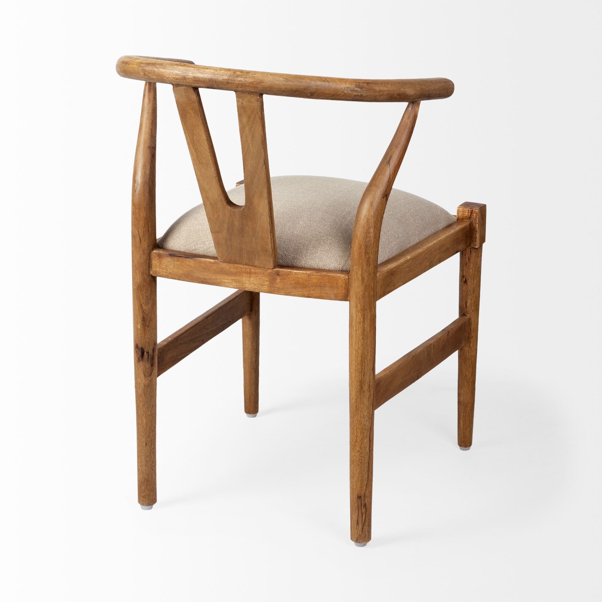 Beige And Brown Upholstered Fabric Wishbone Back HomeRoots