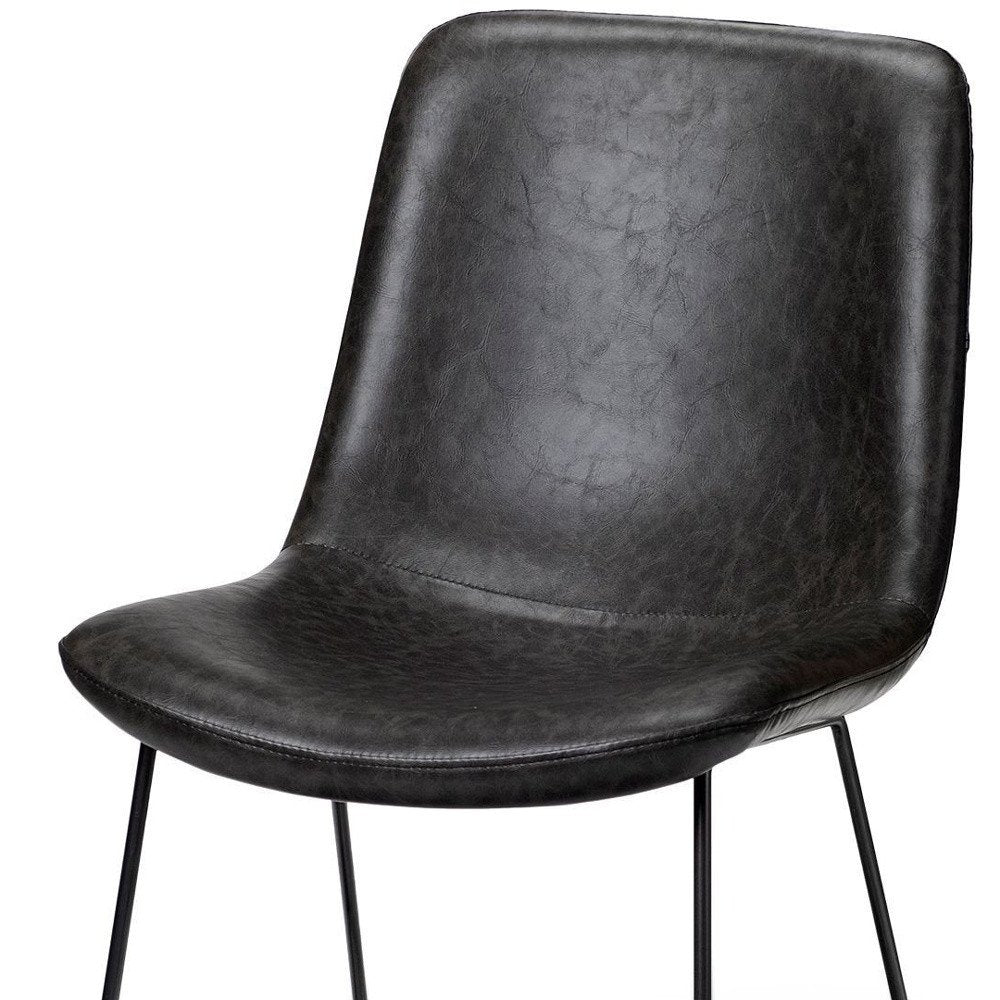 Set Of Two Black Upholstered Faux leather Side Chairs HomeRoots