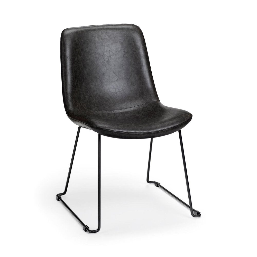 Set Of Two Black Upholstered Faux leather Side Chairs HomeRoots