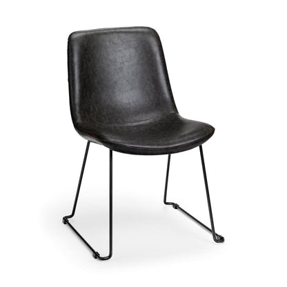 Set Of Two Black Upholstered Faux leather Side Chairs HomeRoots