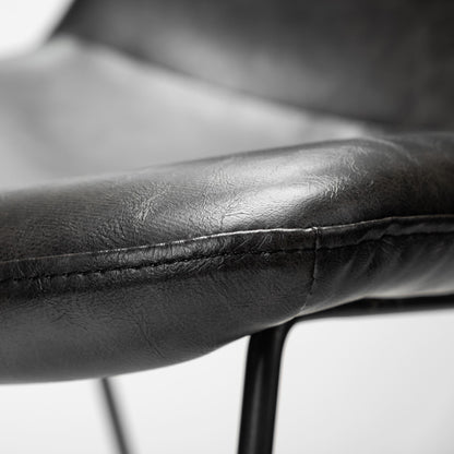 Set Of Two Black Upholstered Faux leather Side Chairs