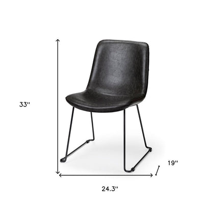 Set Of Two Black Upholstered Faux leather Side Chairs HomeRoots