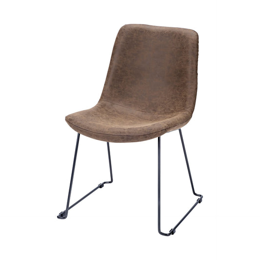 Brown And Black Upholstered Faux Leather Dining Side Chair
