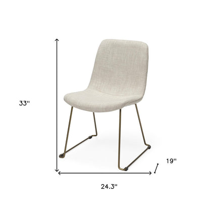Set Of Two Cream And Gold Upholstered Fabric Side Chairs HomeRoots