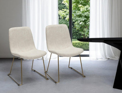 Set Of Two Cream And Gold Upholstered Fabric Side Chairs HomeRoots