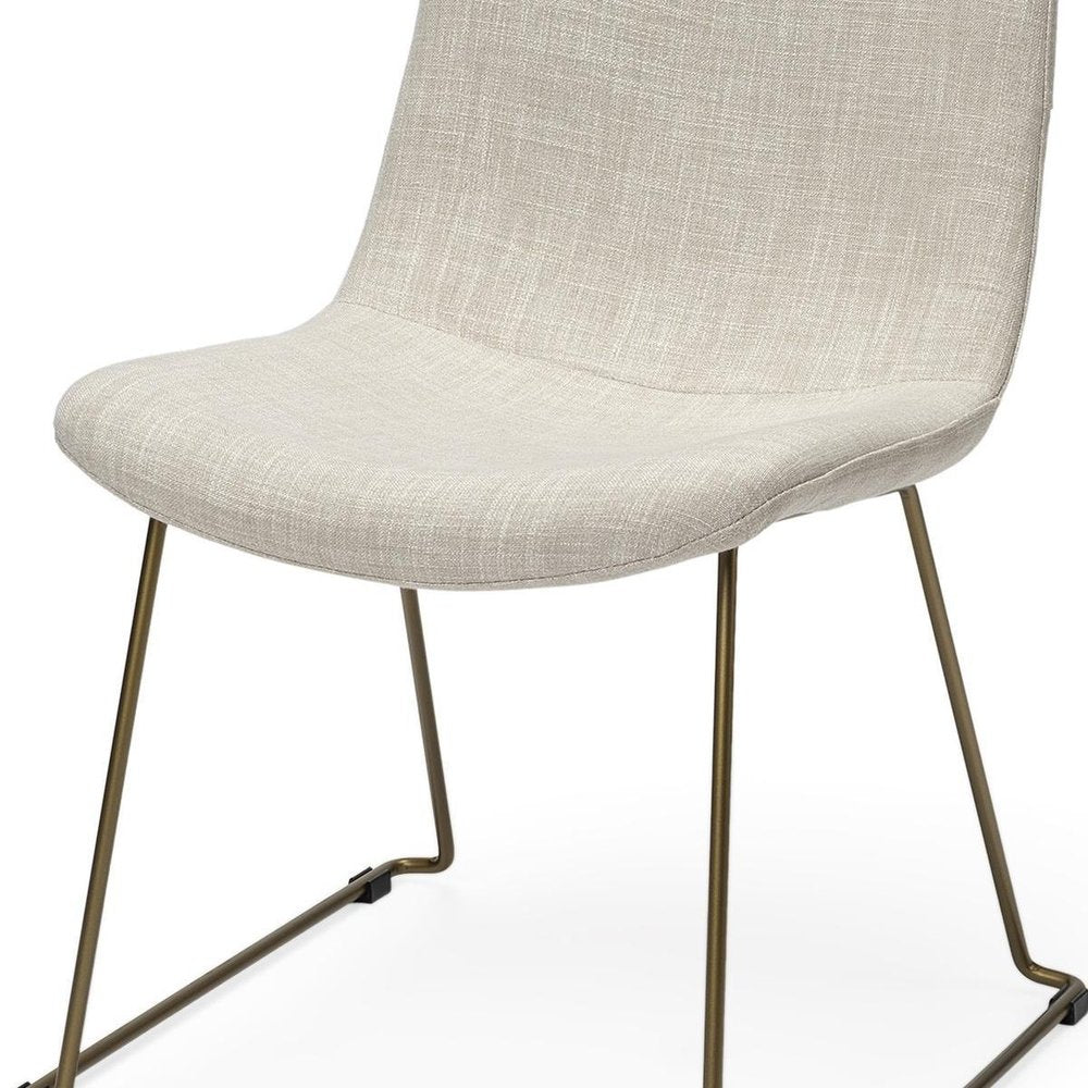 Set Of Two Cream And Gold Upholstered Fabric Side Chairs HomeRoots