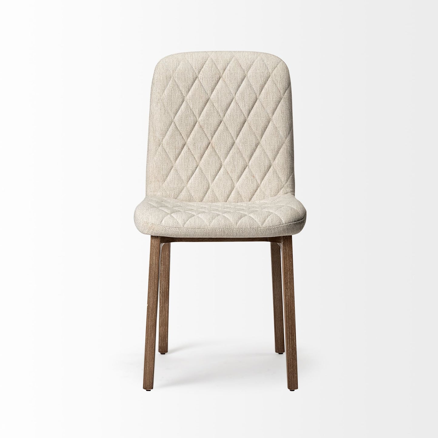 Cream And Brown Upholstered Fabric Dining Side Chair
