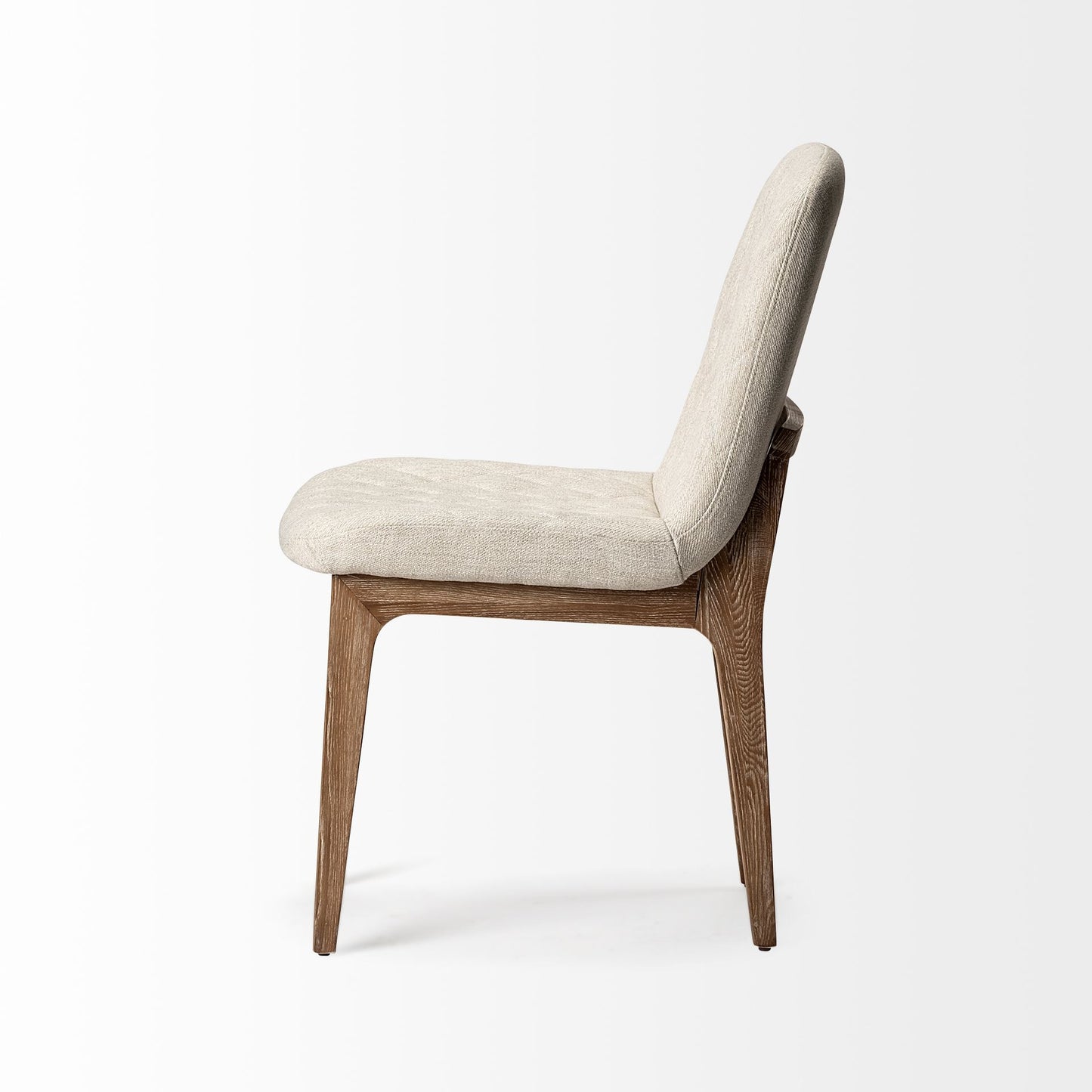 Cream And Brown Upholstered Fabric Dining Side Chair