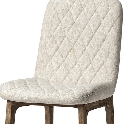 Set of Two Cream and Brown Fabric Dining Side Chairs HomeRoots