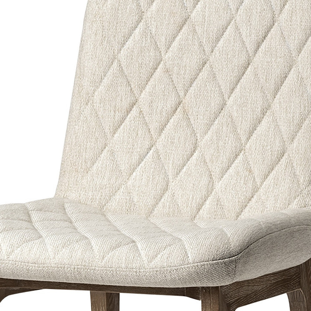 Cream And Brown Upholstered Fabric Dining Side Chair