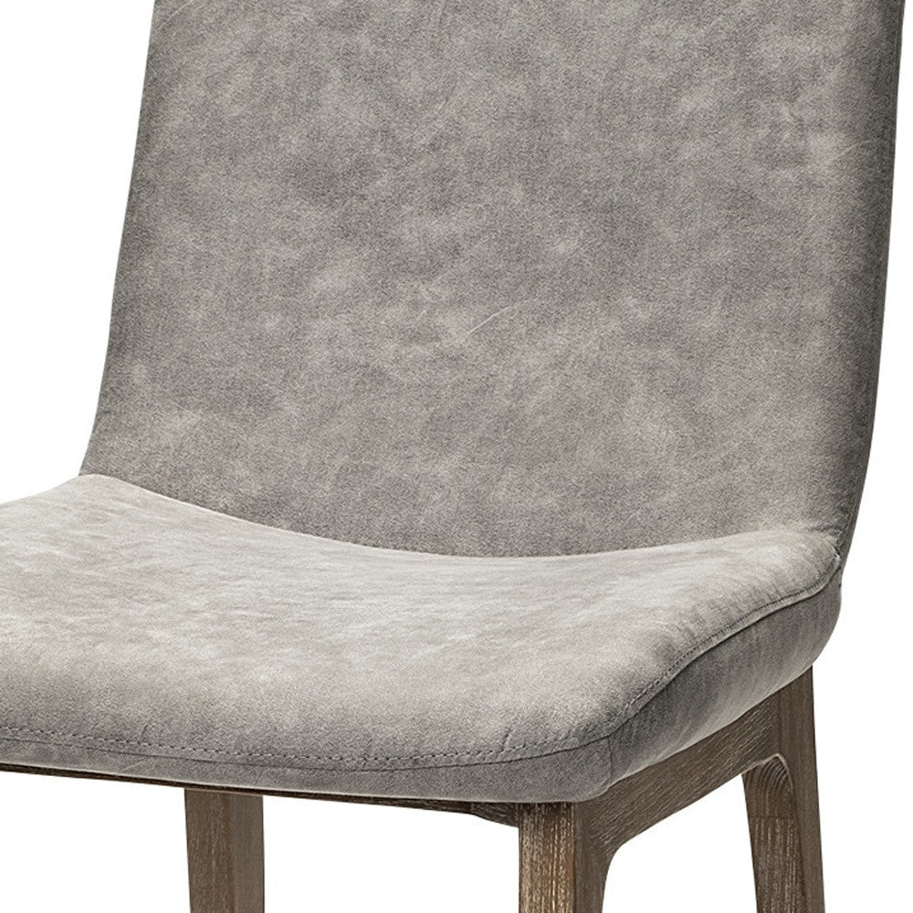 Set Of Two Gray And Brown Upholstered Fabric Side Chairs