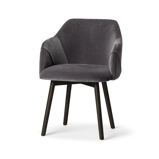 Gray and Black Upholstered Fabric Dining Arm Chair HomeRoots