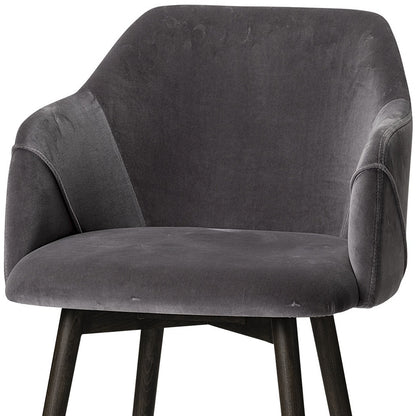 Gray And Black Upholstered Fabric Dining Arm Chair