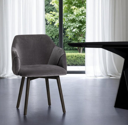 Gray and Black Upholstered Fabric Dining Arm Chair HomeRoots