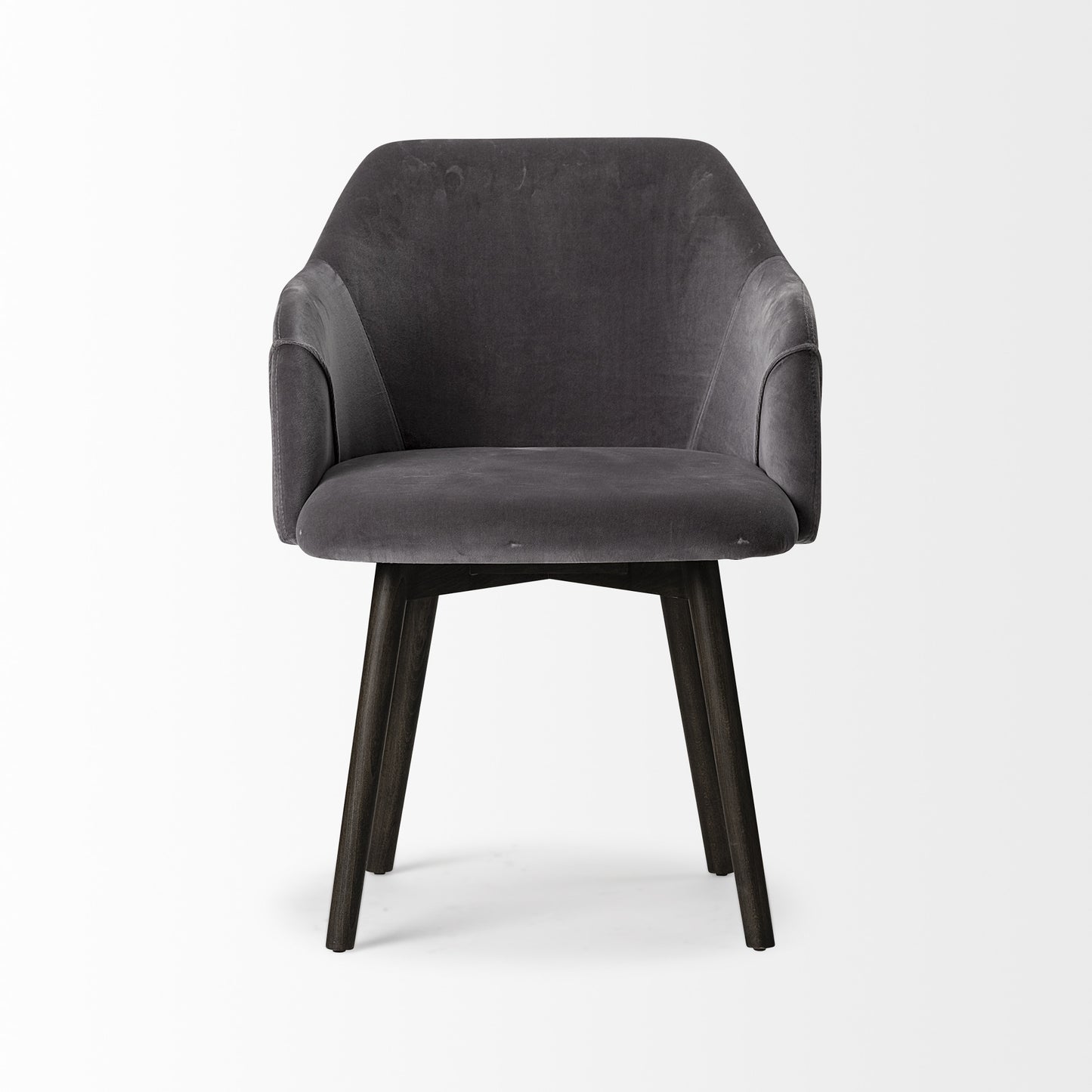 Grey Velvet Wrap With Black Wooden Base Dining Chair