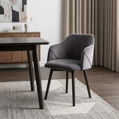 Gray and Black Upholstered Fabric Dining Arm Chair HomeRoots
