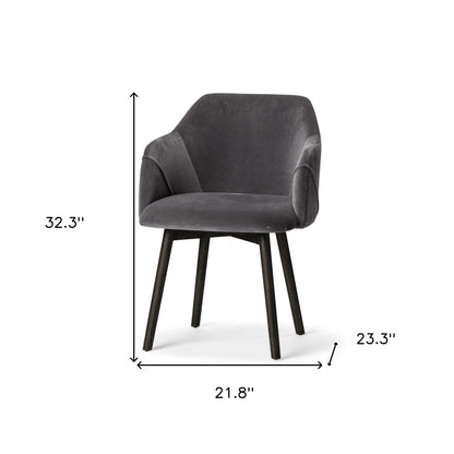 Grey Velvet Wrap With Black Wooden Base Dining Chair