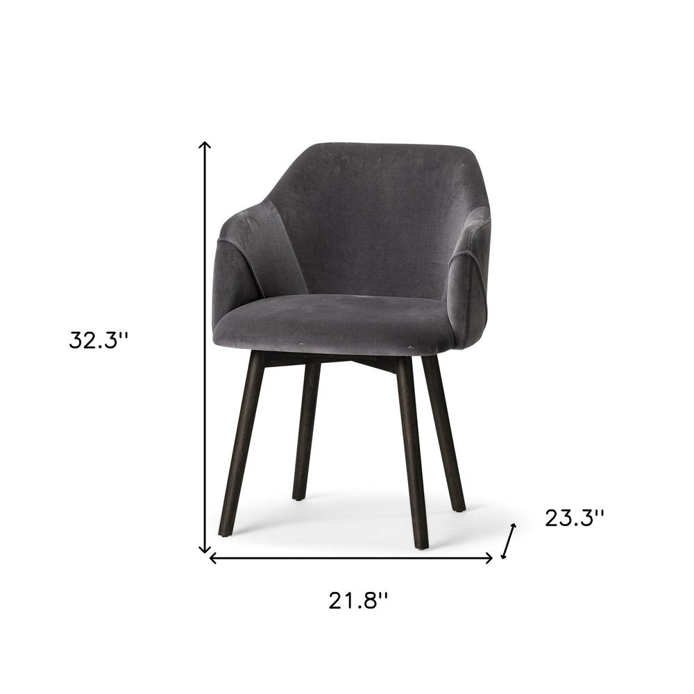 Gray and Black Upholstered Fabric Dining Arm Chair HomeRoots