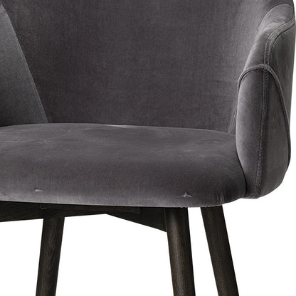 Gray And Black Upholstered Fabric Dining Arm Chair