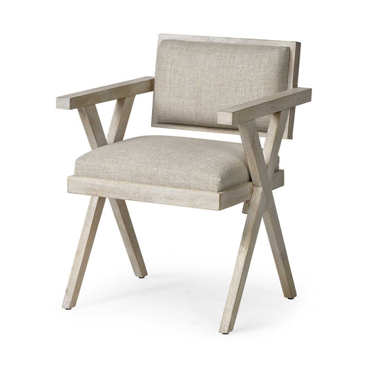 Gray Upholstered Fabric Open Back Dining Arm Chair HomeRoots