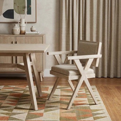 Gray Upholstered Fabric Open Back Dining Arm Chair HomeRoots