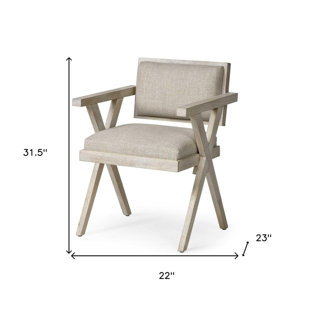 Gray Upholstered Fabric Open Back Dining Arm Chair HomeRoots