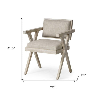 Gray Upholstered Fabric Open Back Dining Arm Chair HomeRoots