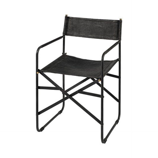 Black Leather Open Back Dining Arm Chair HomeRoots