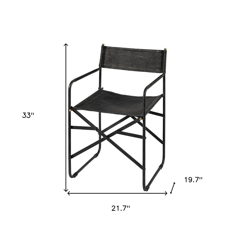 Black Leather Open Back Dining Arm Chair HomeRoots