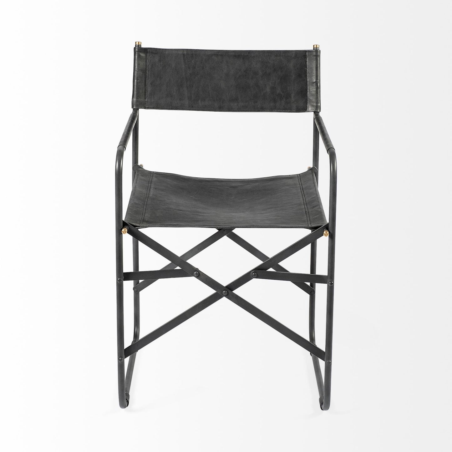 Black Leather Open Back Dining Arm Chair HomeRoots