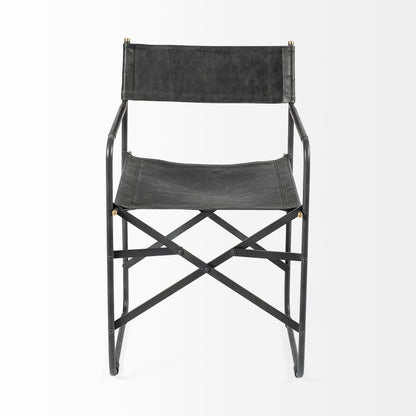 Black Leather Open Back Dining Arm Chair HomeRoots