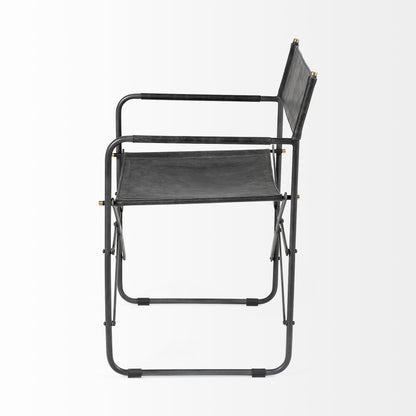 Black Leather Open Back Dining Arm Chair HomeRoots