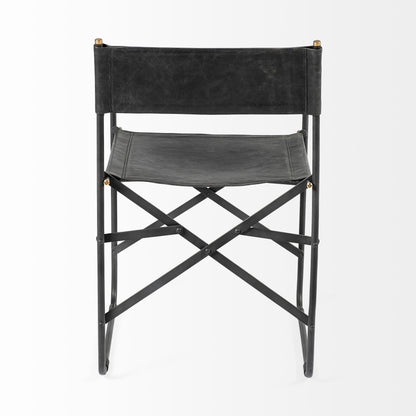 Black Leather Open Back Dining Arm Chair HomeRoots