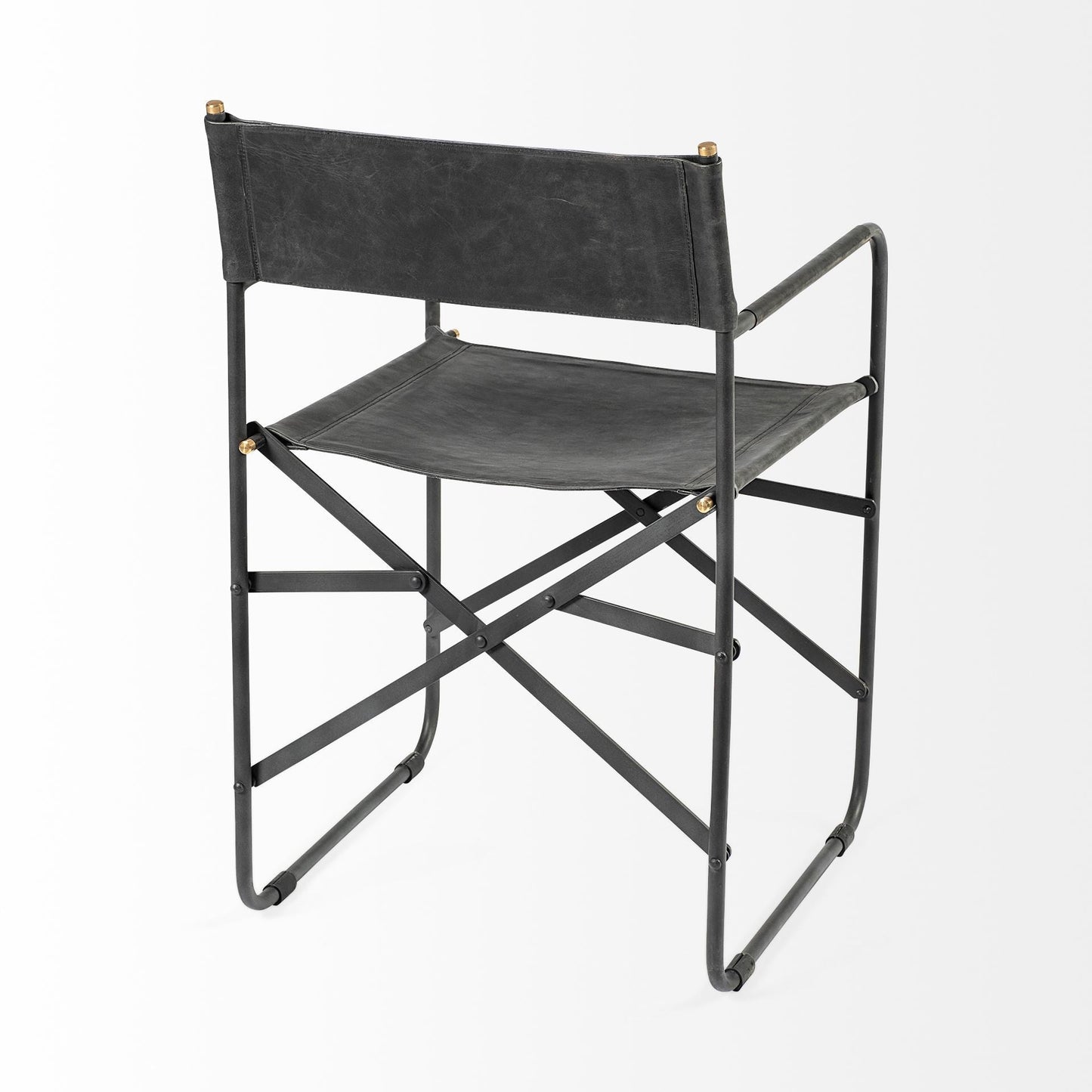 Black Leather Open Back Dining Arm Chair HomeRoots