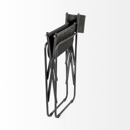 Black Leather Open Back Dining Arm Chair HomeRoots