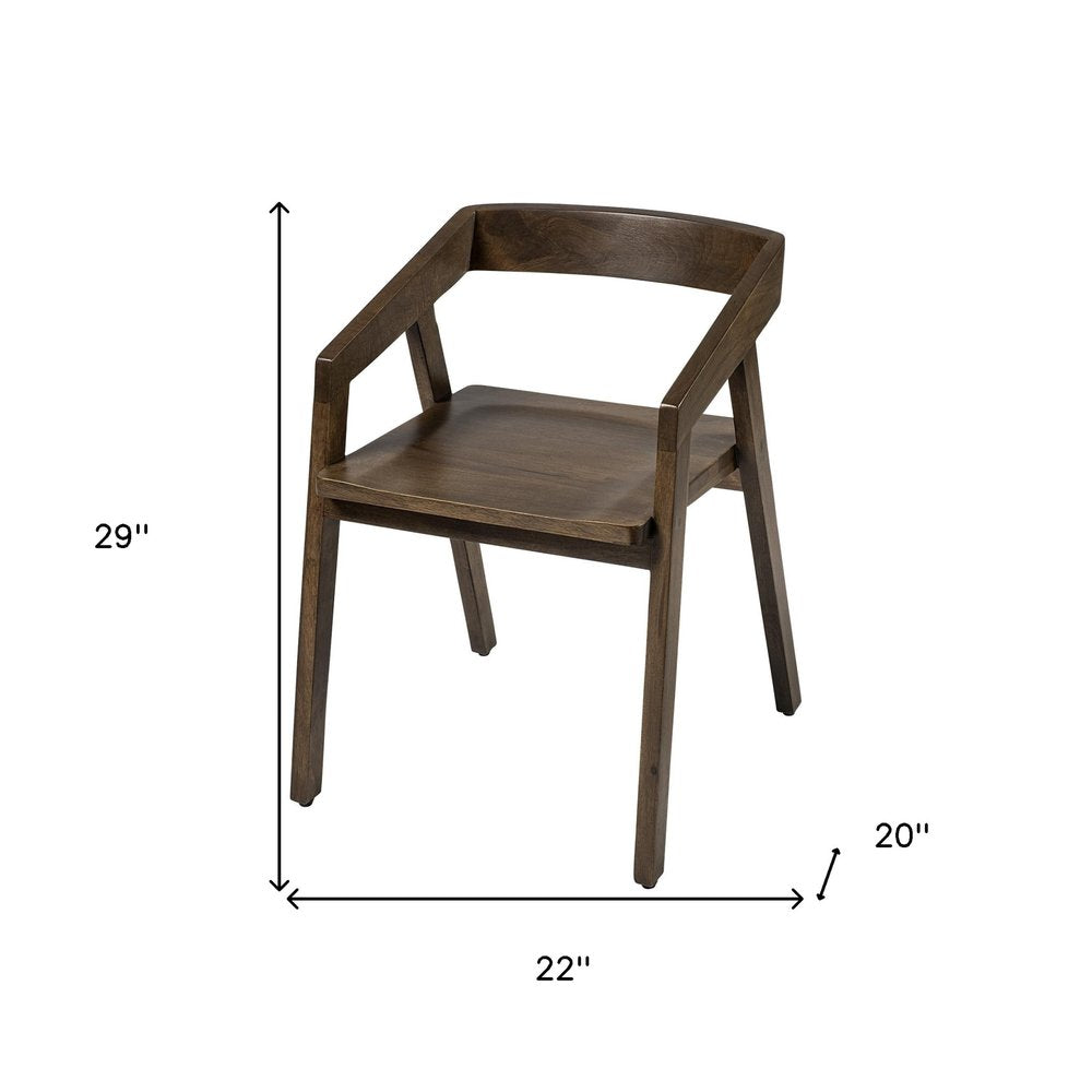 Set Of Two Brown Wood Open Back Arm Chairs HomeRoots