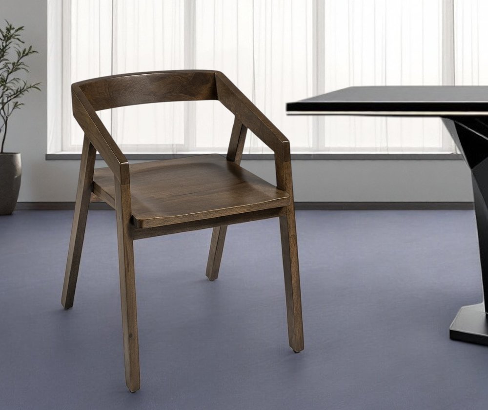 Set Of Two Brown Wood Open Back Arm Chairs HomeRoots