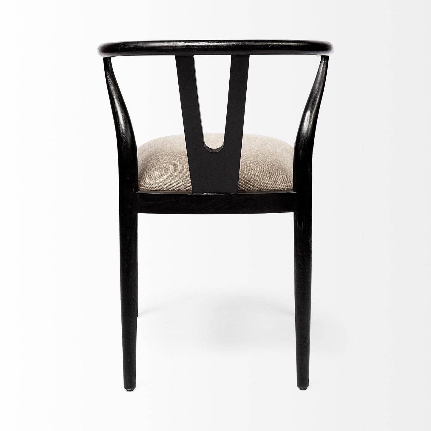 Beige And Black Upholstered Linen Wishbone Back Dining Side Chair HomeRoots