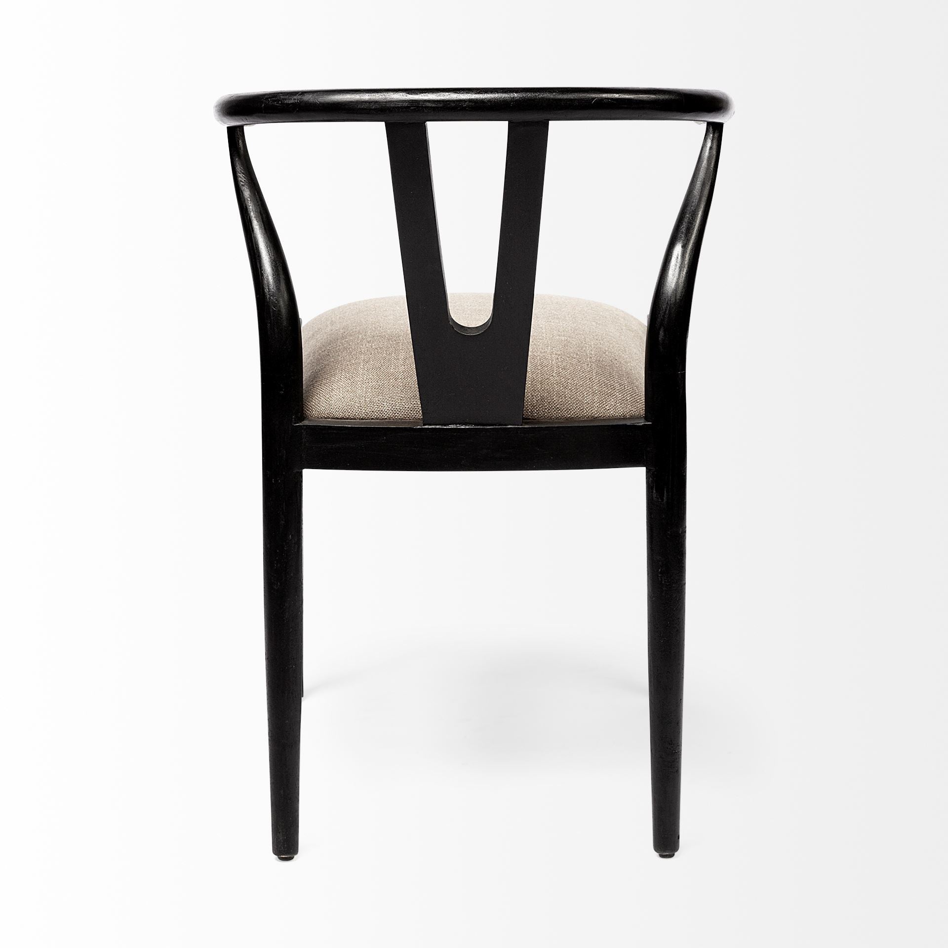 Beige And Black Upholstered Linen Wishbone Back Dining Side Chair HomeRoots