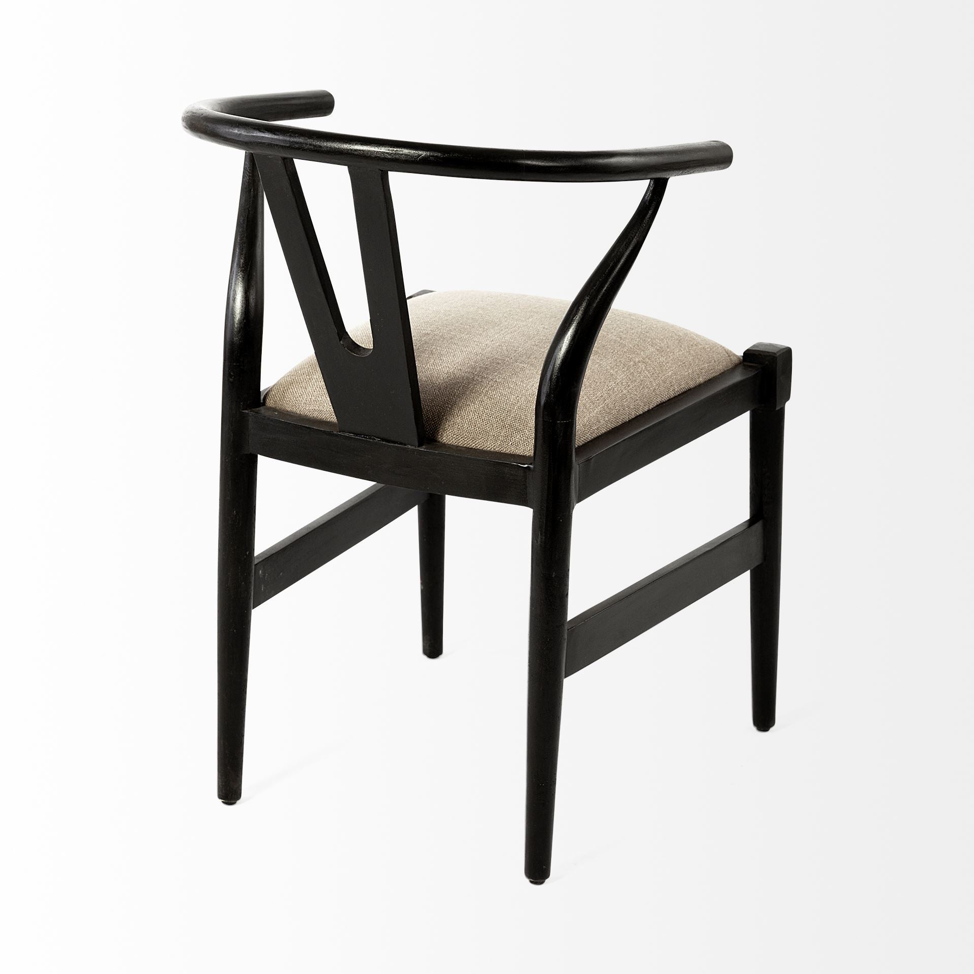 Beige And Black Upholstered Linen Wishbone Back Dining Side Chair HomeRoots