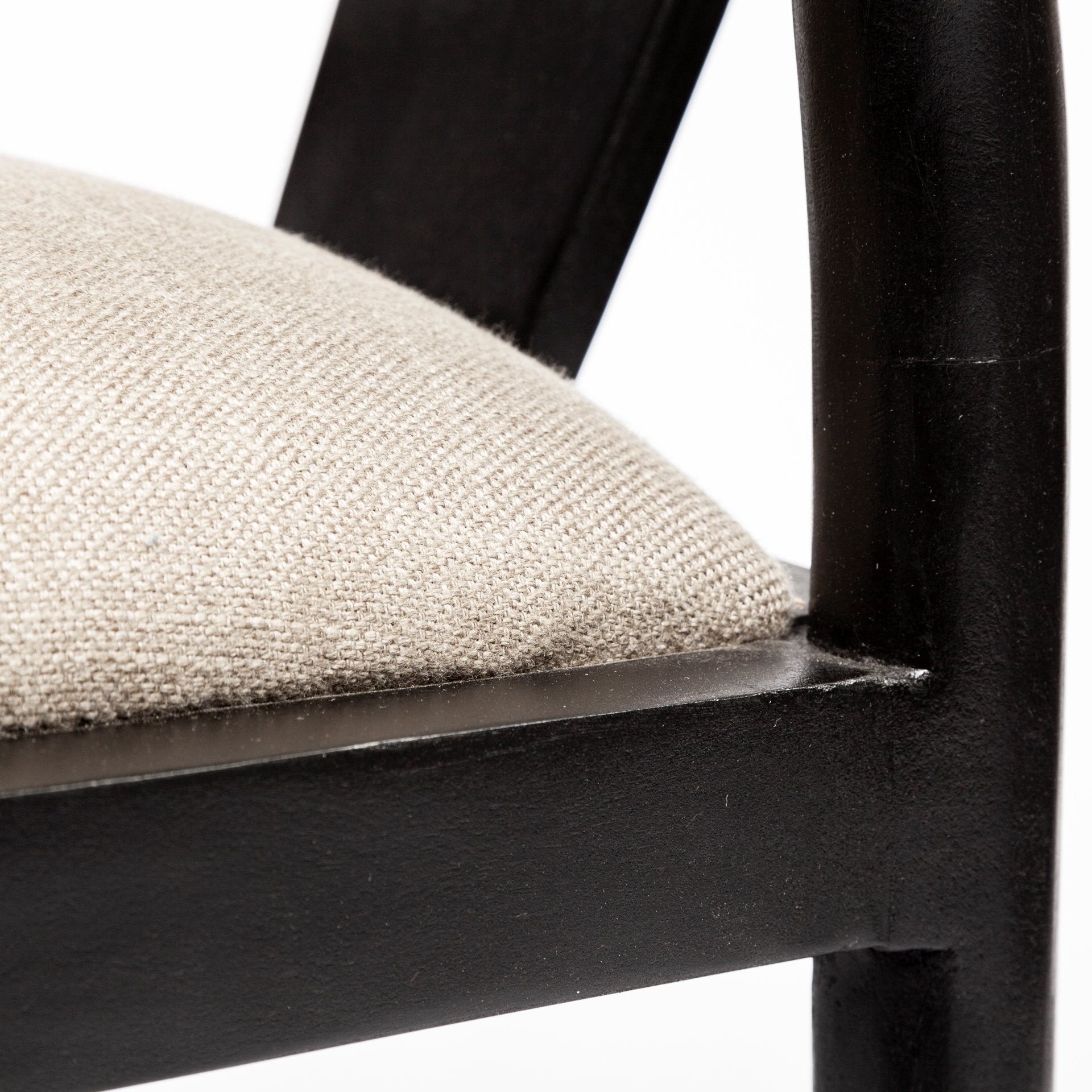 Beige And Black Upholstered Linen Wishbone Back Dining Side Chair HomeRoots